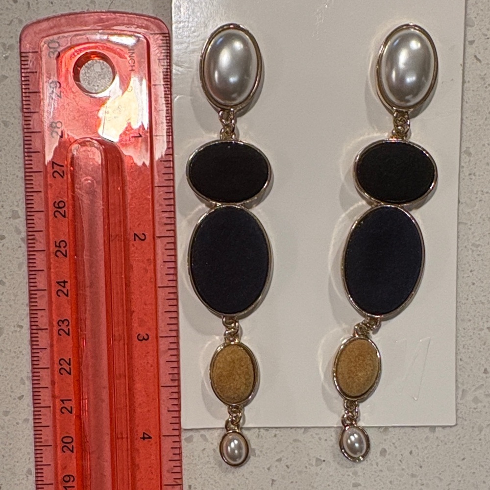 H&M Black and Gold Oval Earrings